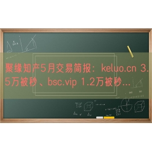 聚缘知产5月交易简报：keluo.cn 3.5万被秒、bsc.vip 1.2万被秒...