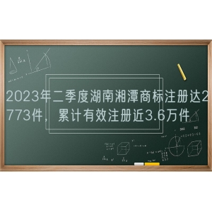 2023年二季度湖南湘潭商标注册达2773件，累计有效注册近3.6万件