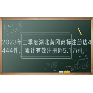 2023年二季度湖北黄冈商标注册达4444件，累计有效注册近5.1万件